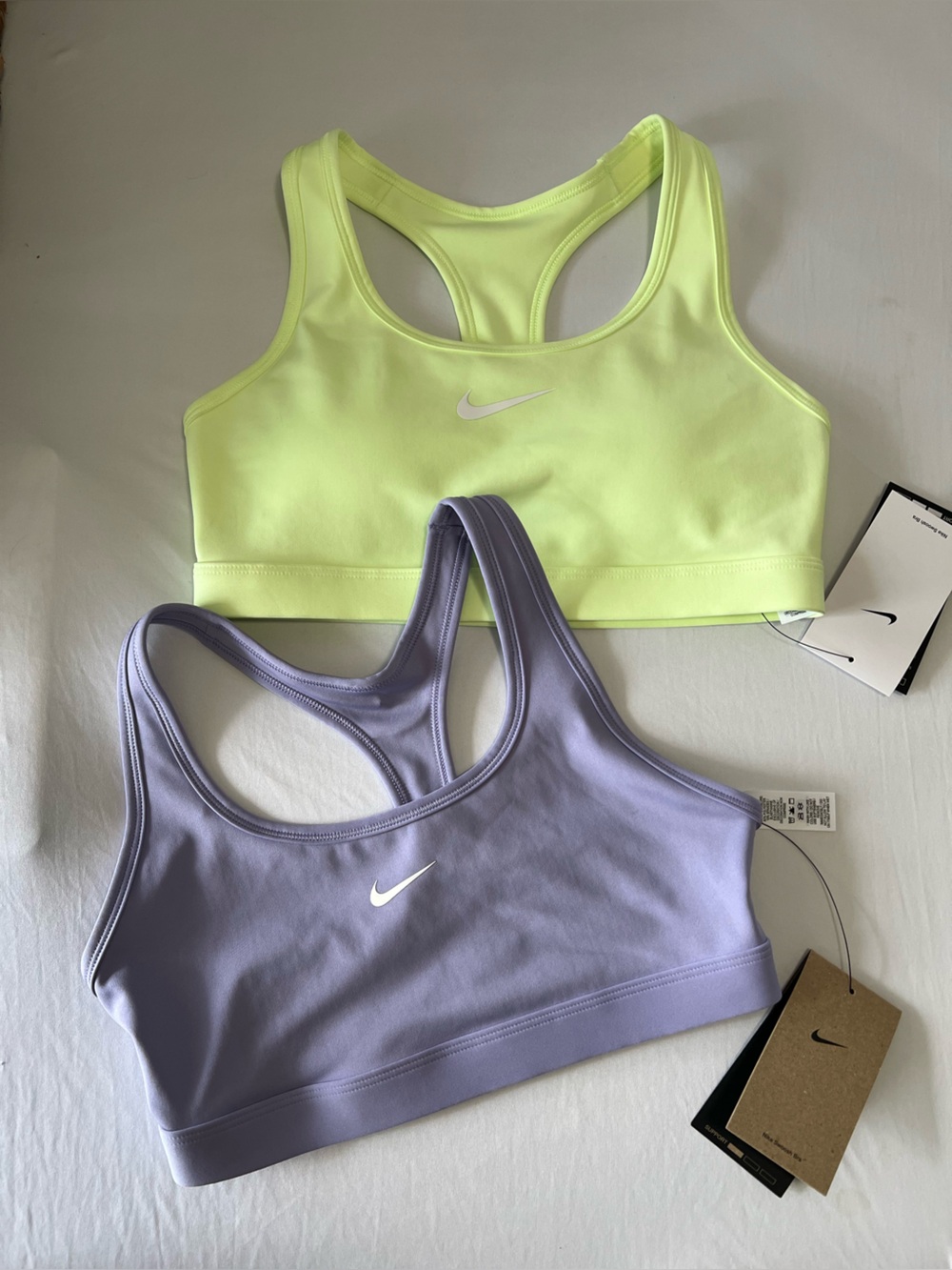 NWT Nike 2 Sports Bras - Lavender & Neon Lime